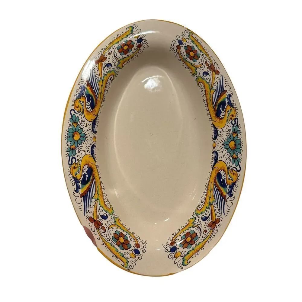 Vintage Italian Deruta Dragon Platter – Oval Serving Dish